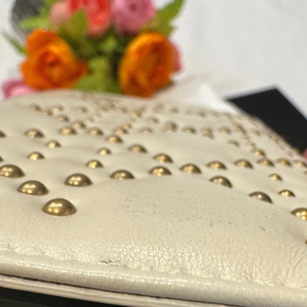 Dior Beige Wallet with Gold Studs